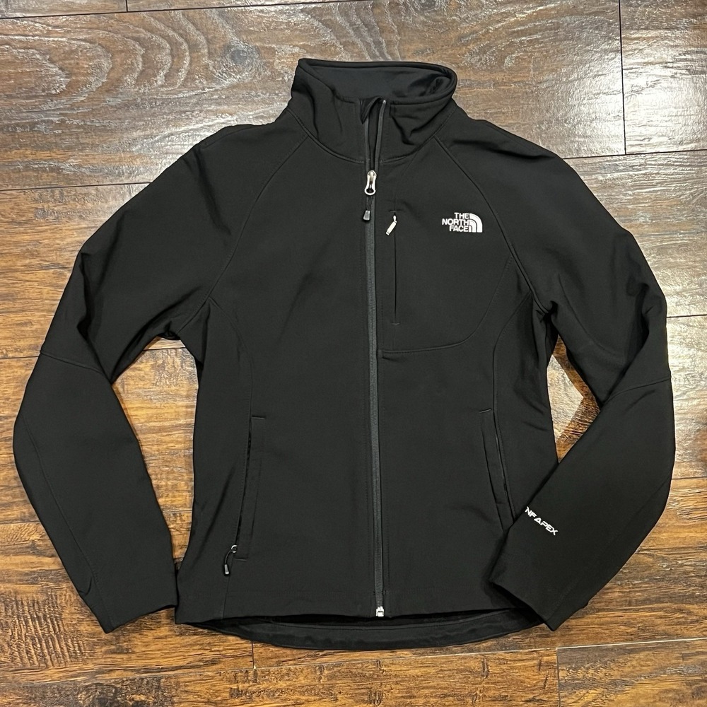 The North Face TNF Apex Jacket Womens Medium Black Softshell Fleece Lined